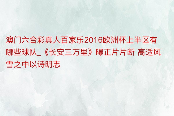 澳门六合彩真人百家乐2016欧洲杯上半区有哪些球队_《长安三万里》曝正片片断 高适风雪之中以诗明志