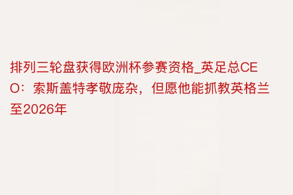 排列三轮盘获得欧洲杯参赛资格_英足总CEO：索斯盖特孝敬庞杂，但愿他能抓教英格兰至2026年